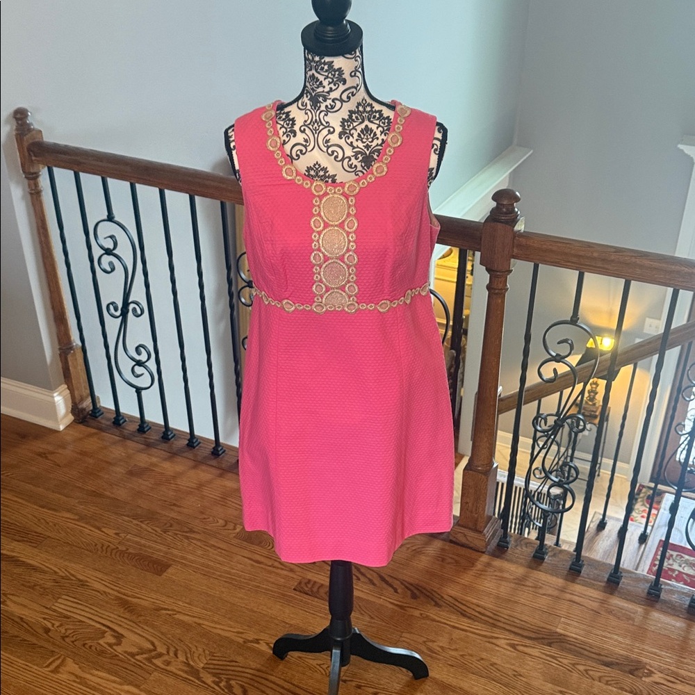 Lilly Pulitzer Pink Dress with Gold Embellishments